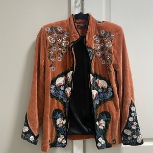 ZARA Floral Velvet Jacket